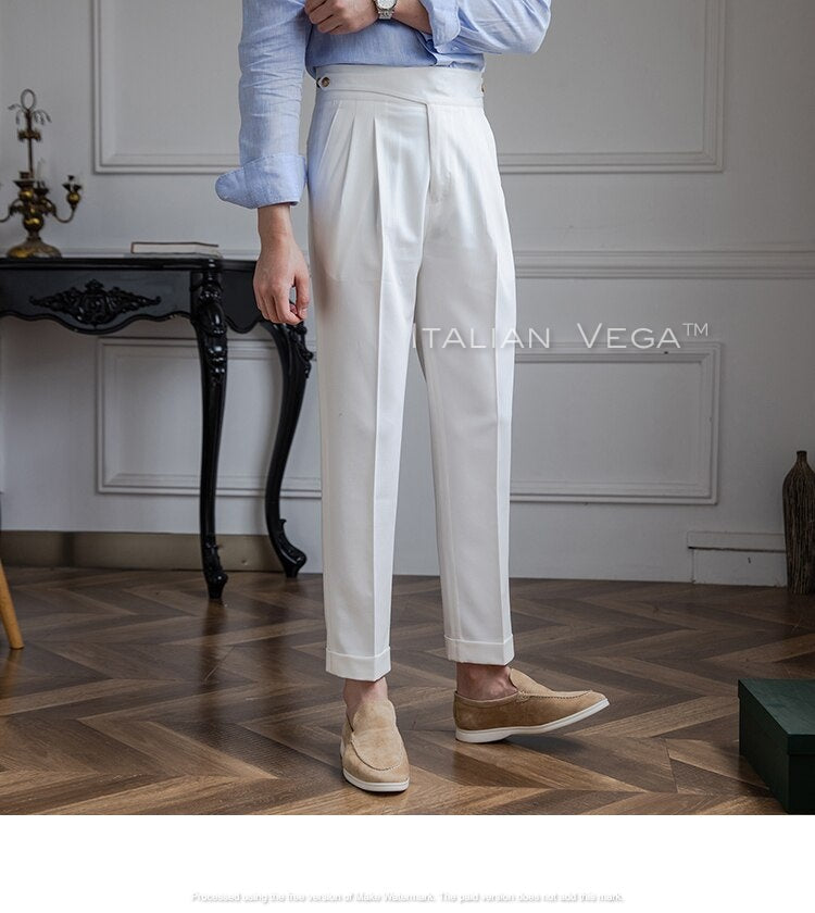 Frost White Classic Buttoned Gurkha Pants by Italian Vega®