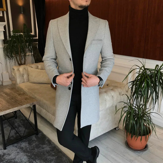 Charleston Light Grey Wool Blend Over Coat