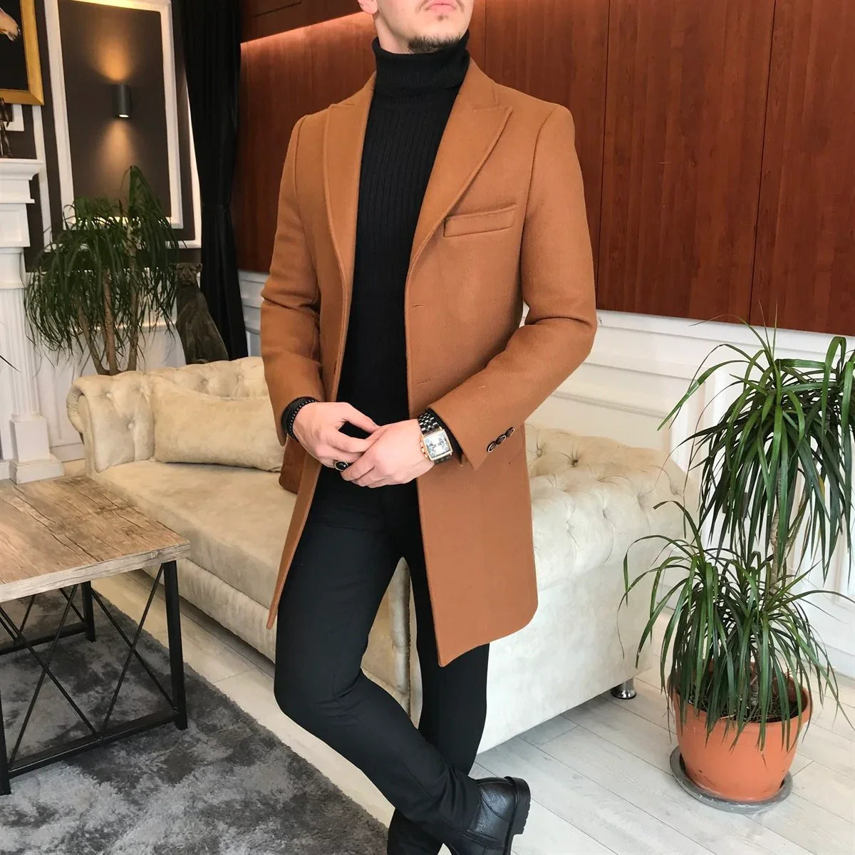 Charleston Tan Wool Blend Over Coat