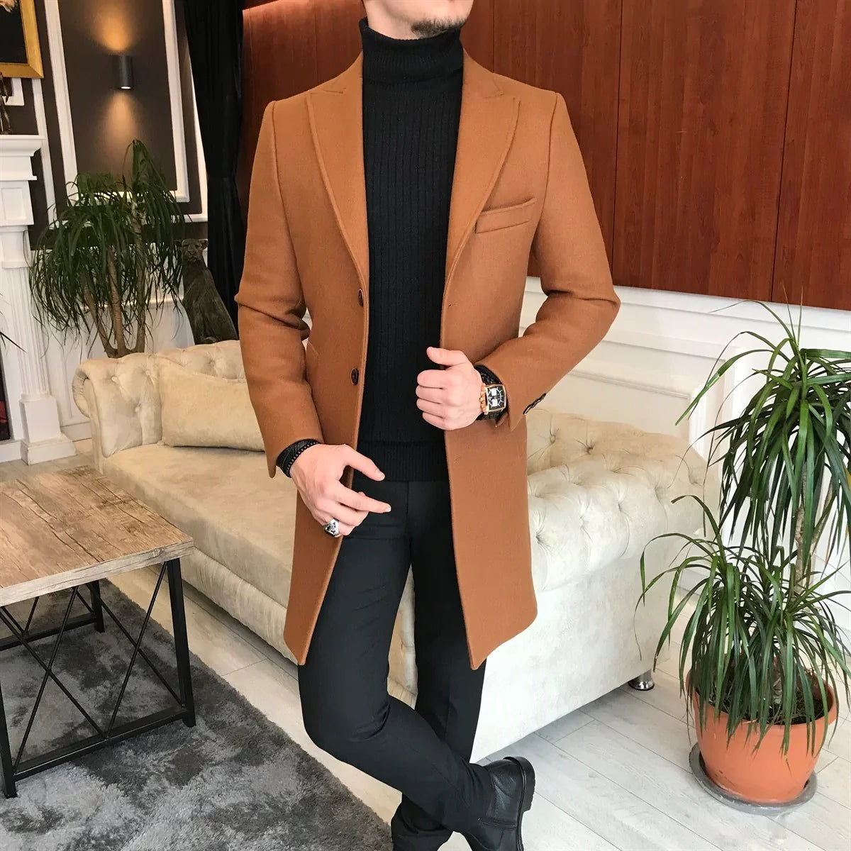 Charleston Tan Wool Blend Over Coat