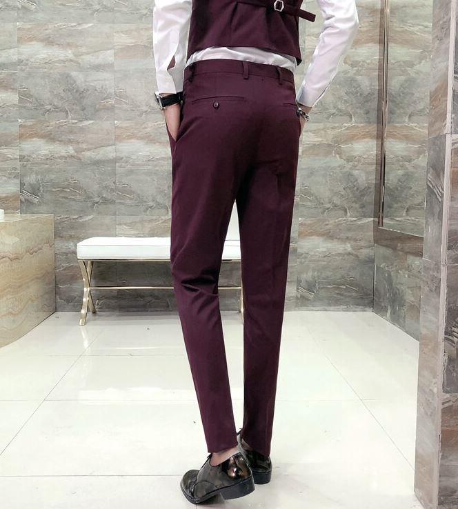 British Stylish Wine Formal Pants