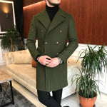 Frost Slim Fit Green Double Breasted Wool Coat