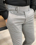 Ash Grey Old Money Single Buckle Gurkha Pants by Italian Vega®